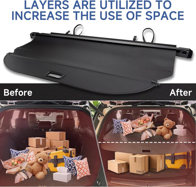 FARBIN Trunk Cargo Cover for Toyota RAV4 2013 2014 2015 2016 2017 2018, Retractable Trunk Cover Waterproof Privacy Security Screen Shield Shade (for 2013-2018 Toyota RAV4 Canvas Extra Clips) - Image 5